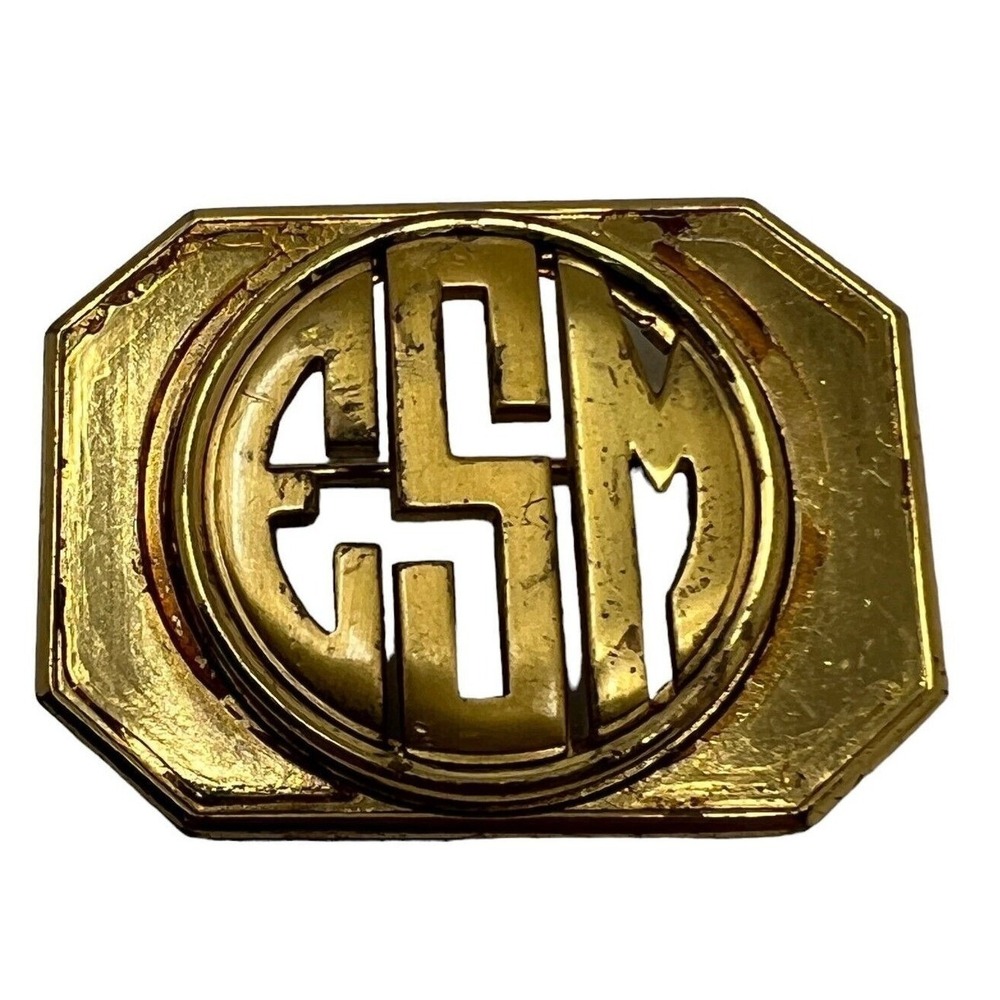 Vintage Monocraft Initial Brooch Gold‎ Tone ESM Pin
